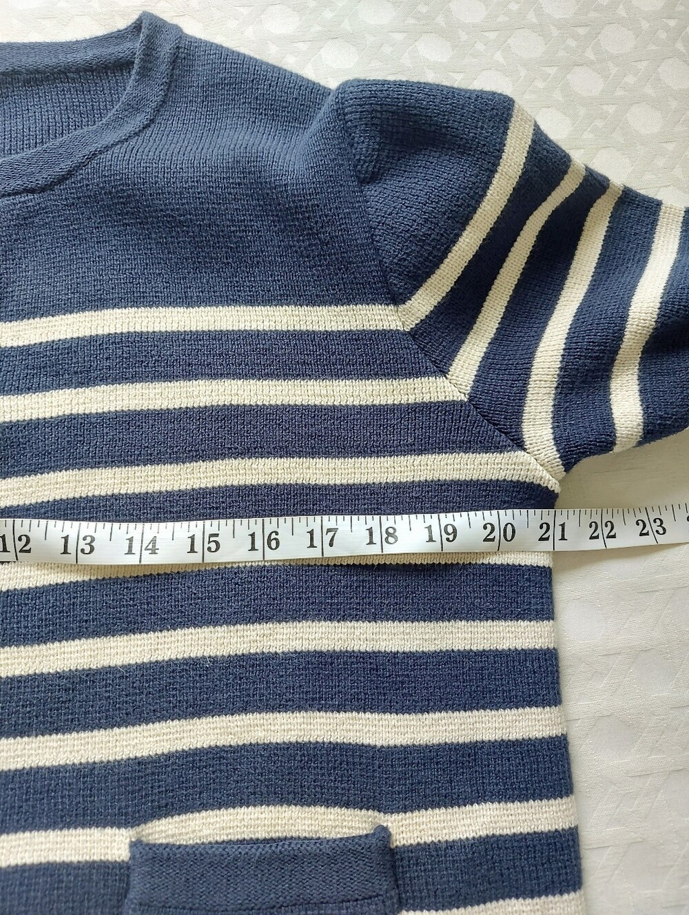 Jcrew Cotton Stripe Emillie Button Cardigan Large Patch Pockets Chic Preppy Knit - Picture 4 of 7
